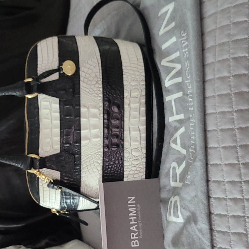 Barely Used Brahmin Vivian-Black Vineyard Handbag